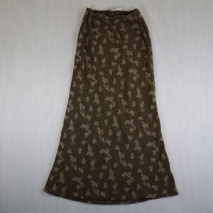 Urban Renewal Maxi Skirt Women's XL Brown Leaf Pattern Textured Boho Whimsigoth